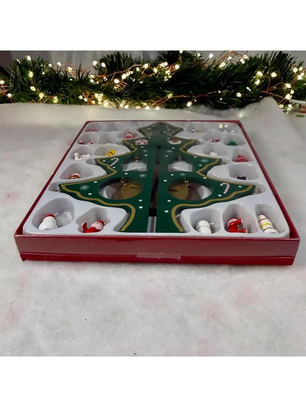 Hand Painted Wooden Christmas Tree with 20 Mini Ornaments